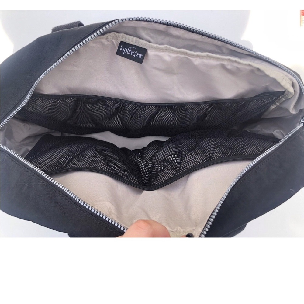 Kipling Large Black Tote Shoulder Duffel Bag w/ Travel Organizer & Monkey Charm - Picture 8 of 16